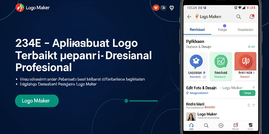 Antarmuka utama 234E untuk pembuatan logo yang intuitif dan menarik.