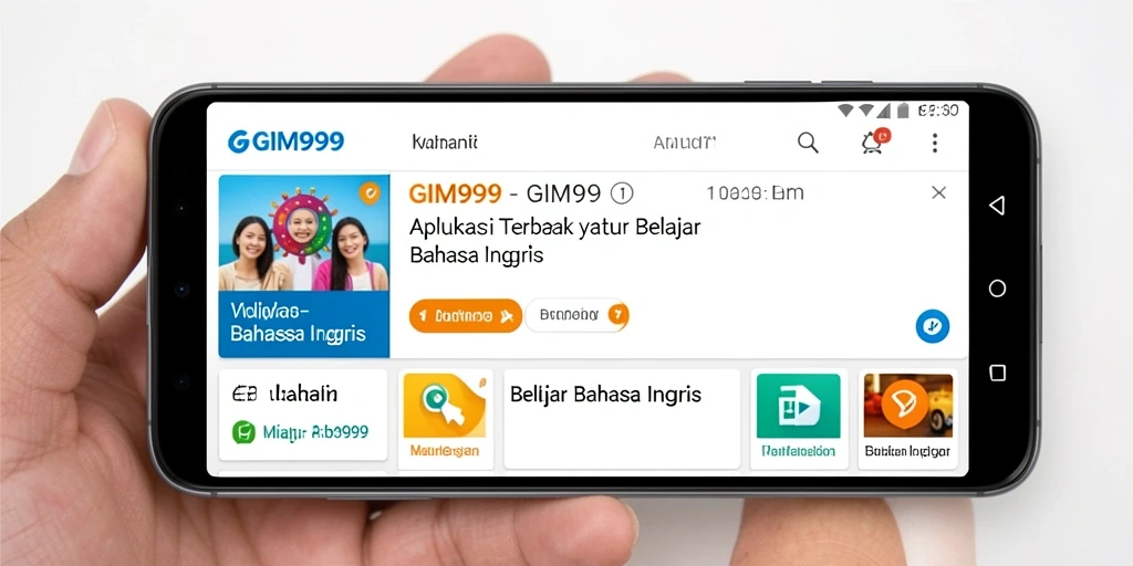 Screenshot antarmuka aplikasi GIM999 untuk belajar Bahasa Inggris.