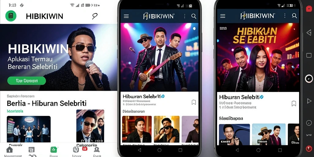 Tampilan aplikasi HIBIKIWIN menampilkan berita dan artikel terbaru tentang selebriti.