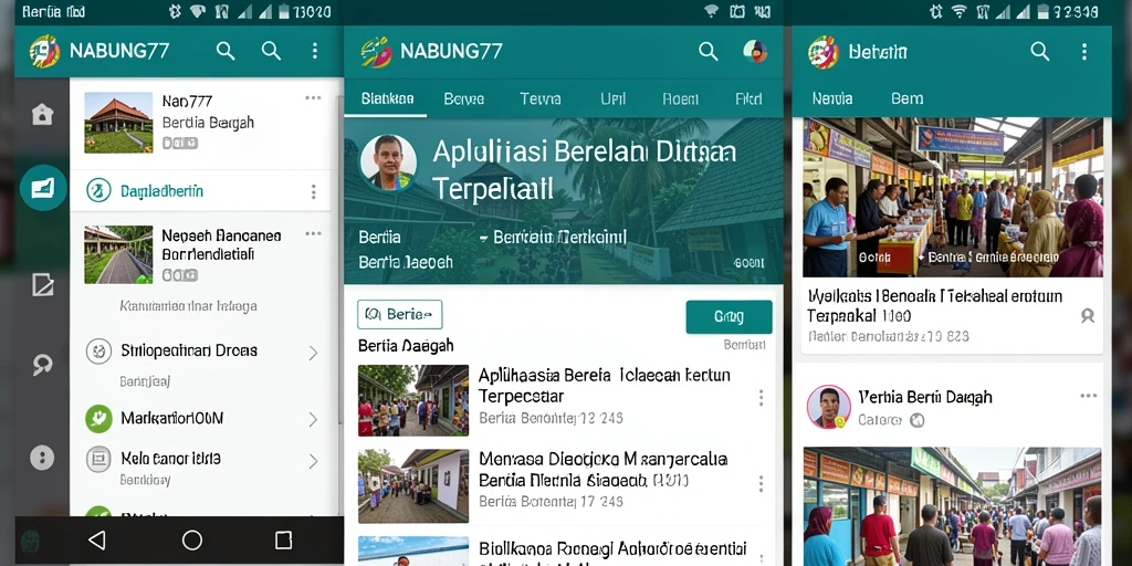 Tampilan antarmuka utama aplikasi NABUNG77 yang menampilkan berita daerah terkini.