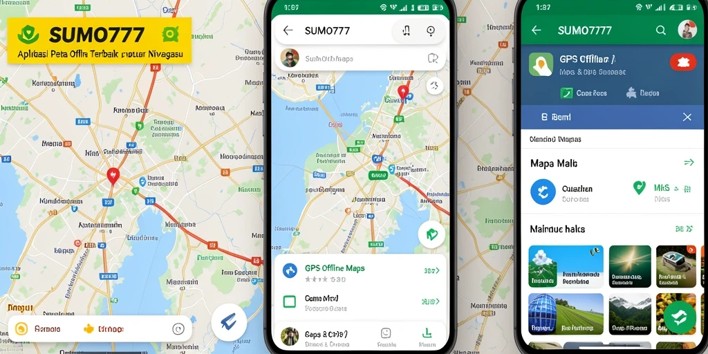 Antarmuka intuitif SUMO777 untuk navigasi peta offline.
